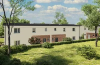Ansicht Doppelhaushälfte mit Grünbereich