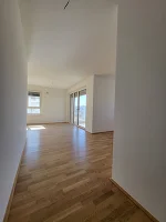 Blick vom Vorraum in Wohnzimmer mit Küchenbereich