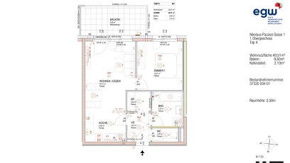 Vorschaubild des Objekts „2-Zimmer-Wohnung mit Balkon, Top 4“