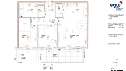 Vorschaubild des Objekts „3-Zimmer-Wohnung mit Balkon, Top 9“
