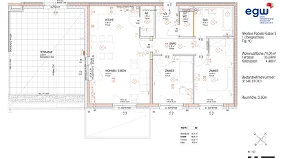 Vorschaubild des Objekts „3-Zimmer-Wohnung mit Terrasse, Top 10“