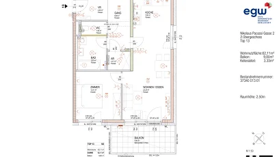 Vorschaubild des Objekts „2-Zimmer-Wohnung mit Balkon, Top 13“