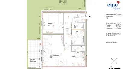 Vorschaubild des Objekts „2-Zimmer-Wohnung mit Terrasse und Garten, Top 1“