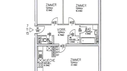 Vorschaubild des Objekts „3-Zimmer-Wohnung, Top 7“