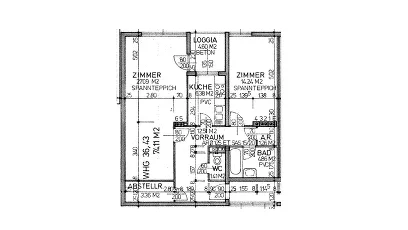 Vorschaubild des Objekts „2-Zimmer-Wohnung mit Loggia, Top 43“