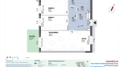 Vorschaubild des Objekts „3-Zimmer-Wohnung mit Balkon, Top 11“